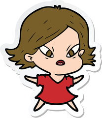 sticker of a cartoon stressed woman