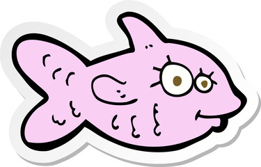 sticker of a cartoon happy fish
