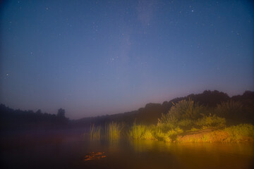 Milky way over river at twilight