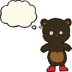 cartoon black bear cub with thought bubble
