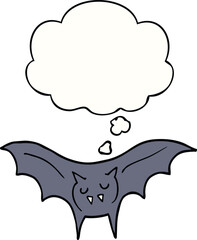 cartoon vampire bat and thought bubble