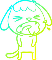 cold gradient line drawing cute cartoon dog