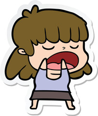 sticker of a cartoon woman talking loudly