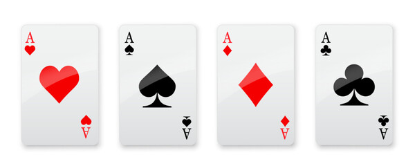 Ace card suit icon set, playing cards symbols, collection icon symbol suit, card suit icon sign - vector