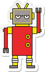 sticker of a cute cartoon annoyed robot