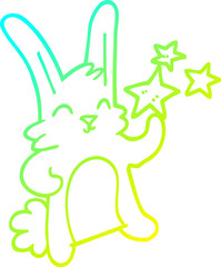 cold gradient line drawing cartoon happy rabbit