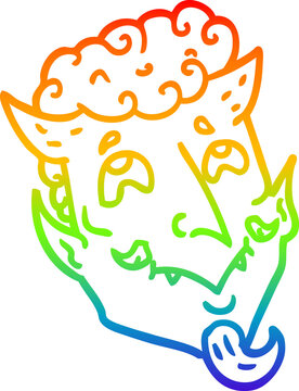 recommend clip art: rainbow gradient line drawing cartoon devil face