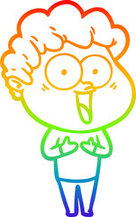 rainbow gradient line drawing cartoon happy man