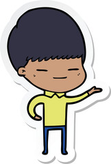 sticker of a cartoon smug boy