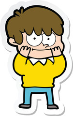 sticker of a happy cartoon man