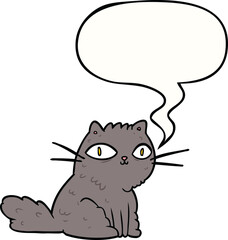 cartoon cat looking right at you and speech bubble