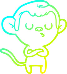 cold gradient line drawing cartoon annoyed monkey