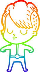 rainbow gradient line drawing cartoon woman