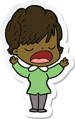 sticker of a cartoon woman talking