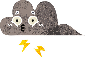 retro illustration style cartoon storm cloud