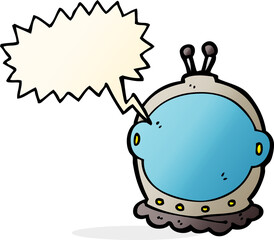 cartoon astronaut helmet with speech bubble