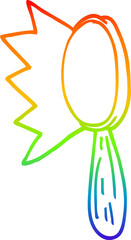 rainbow gradient line drawing cartoon magnifying glass