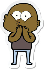 sticker of a cartoon bald man staring