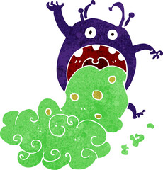 cartoon gross monster being sick