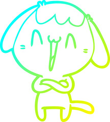 cold gradient line drawing cute cartoon dog