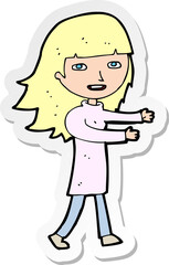 sticker of a cartoon happy girl