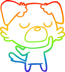 rainbow gradient line drawing cartoon dog