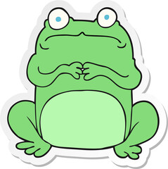 sticker of a cartoon nervous frog