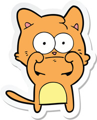 sticker of a cartoon nervous cat