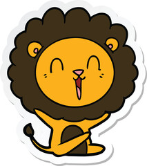 sticker of a laughing lion cartoon