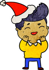 textured cartoon of a man laughing wearing santa hat