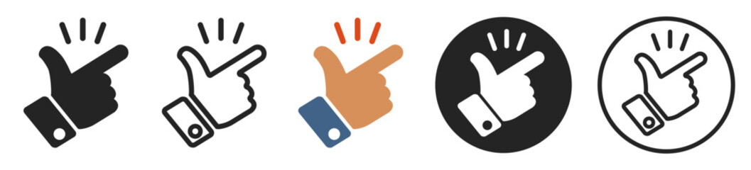 It’s simple - finger snap set icon in flat style. Easy icon. Finger snapping click flick hand gesture sign - vector