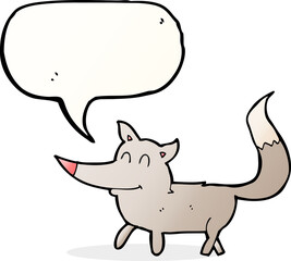 cartoon little wolf with speech bubble