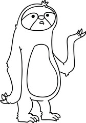 quirky line drawing cartoon sloth
