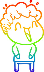 rainbow gradient line drawing cartoon happy man