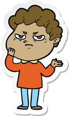 sticker of a cartoon angry man