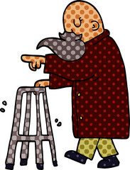 cartoon doodle old man pointing