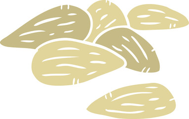 flat color style cartoon almonds