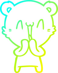 cold gradient line drawing happy bear cartoon