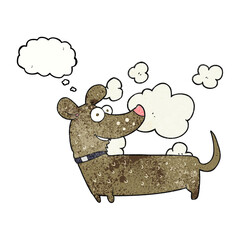 thought bubble textured cartoon happy dog