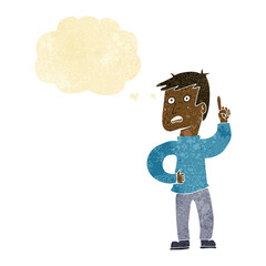 cartoon boy with idea with thought bubble