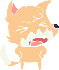 angry flat color style cartoon fox