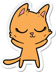 sticker of a calm cartoon cat