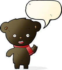 cartoon cute black bear with speech bubble