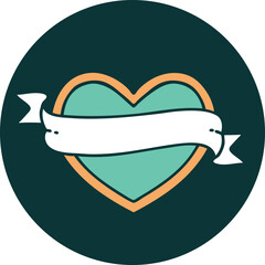 tattoo style icon of a heart and banner