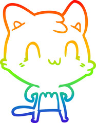 rainbow gradient line drawing cartoon happy cat