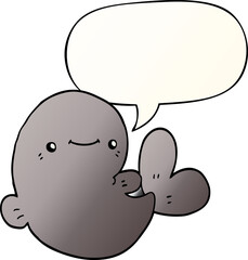 cartoon whale and speech bubble in smooth gradient style