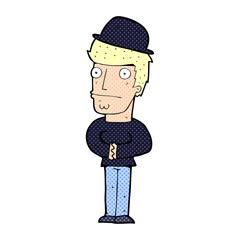 cartoon worried man wearing hat