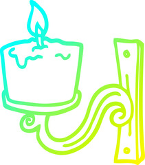 cold gradient line drawing cartoon old candle holder