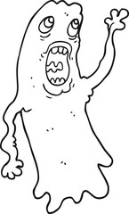 black and white cartoon ghost
