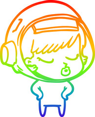 rainbow gradient line drawing cartoon pretty astronaut girl